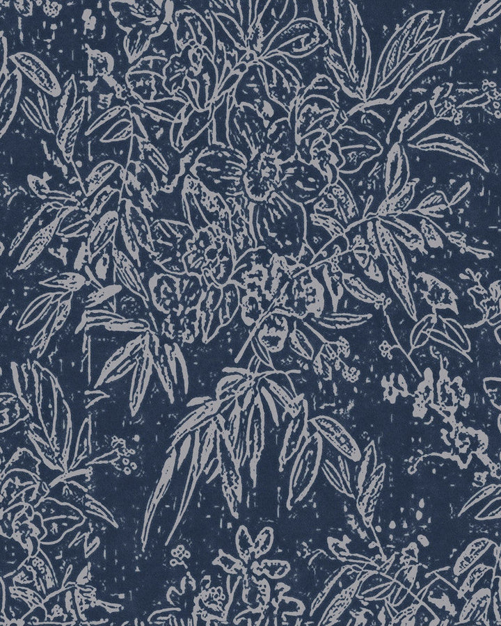 Cherry Orchard Indigo Wallpaper by Mind the Gap Designer Wallpaper TRANSYLVANIAN ROOTS Satin Matte Made in Europe Paste the wall 1 roll x 20.5 x 10.9 yards - Swanky Fabrics -
