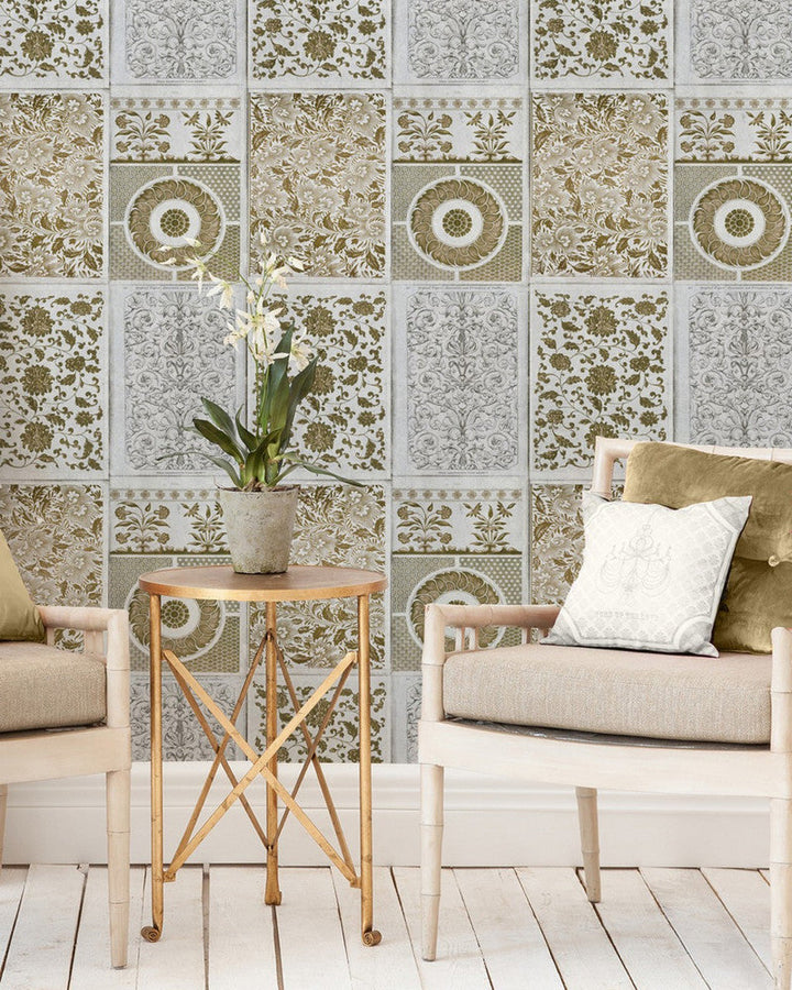 Chinese Pattern Brown Premium Wallpaper by Mind the Gap Designer Wallpaper WALLPAPER DESIGNER COLLECTION Non-woven Made in Europe Paste the wall 3 rolls x 20.5 x 3.25 yards - Swanky Fabrics -