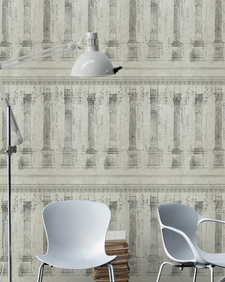 Colonnade Sand Premium Wallpaper by Mind the Gap Designer Wallpaper WALLPAPER DESIGNER COLLECTION Non-woven Made in Europe Paste the wall 3 rolls x 20.5 x 3.25 yards - Swanky Fabrics -