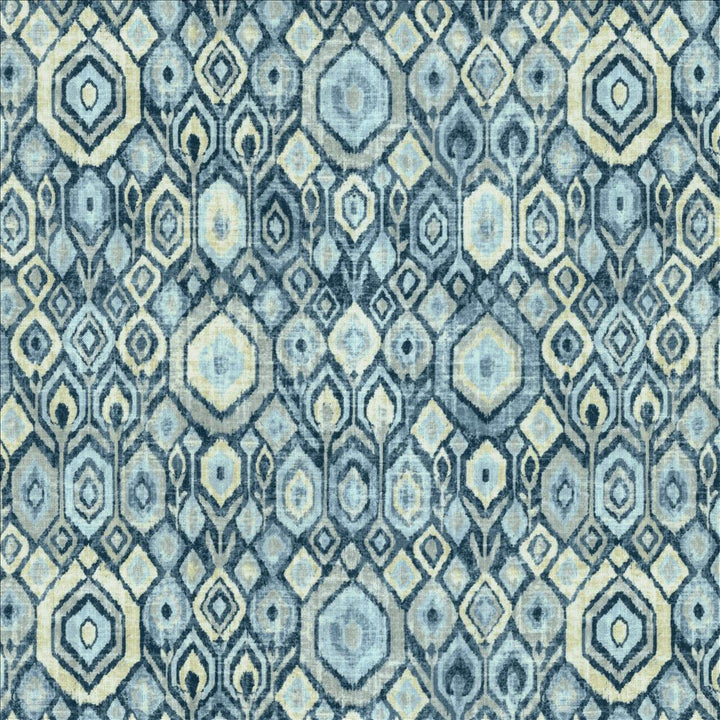 Contemplation Indigo by Kasmir Fabric 5145 100% Polyester CHINA 15,000 Wyzenbeek Double Rubs Horizontal: 6 2/8 inches and Vertical: 13 inches 55 - Fabric Carolina -