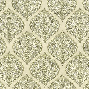 Copa Damask Moss by Kasmir Fabric 5065 55% Linen 45% Rayon CHINA 15,000 Wyzenbeek Double Rubs H: 14 3/8 inches, V: 14 5/8 inches 54 - 55 - Fabric Carolina - Kasmir