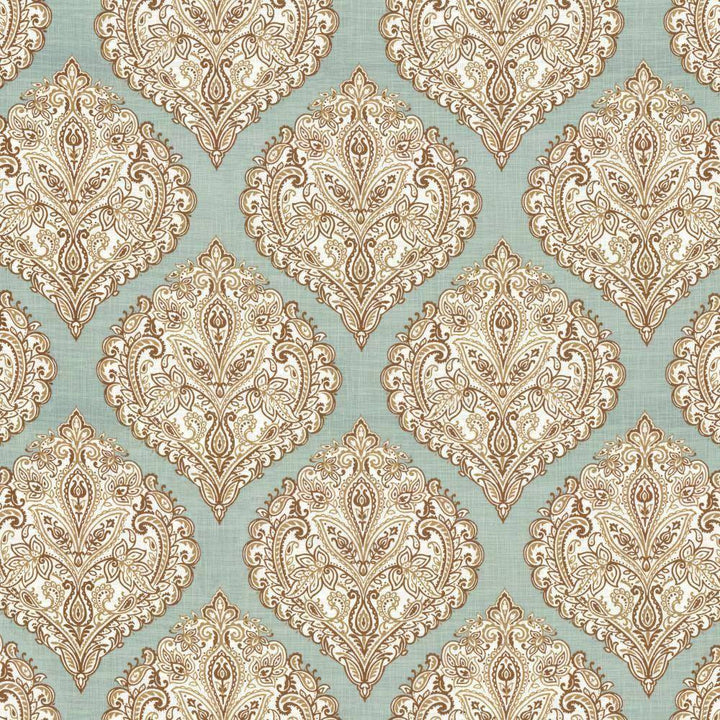 Copa Damask Spray by Kasmir Fabric 5065 55% Linen 45% Rayon CHINA 15,000 Wyzenbeek Double Rubs H: 14 3/8 inches, V:14 5/8 inches 54 - 55 - Fabric Carolina - Kasmir