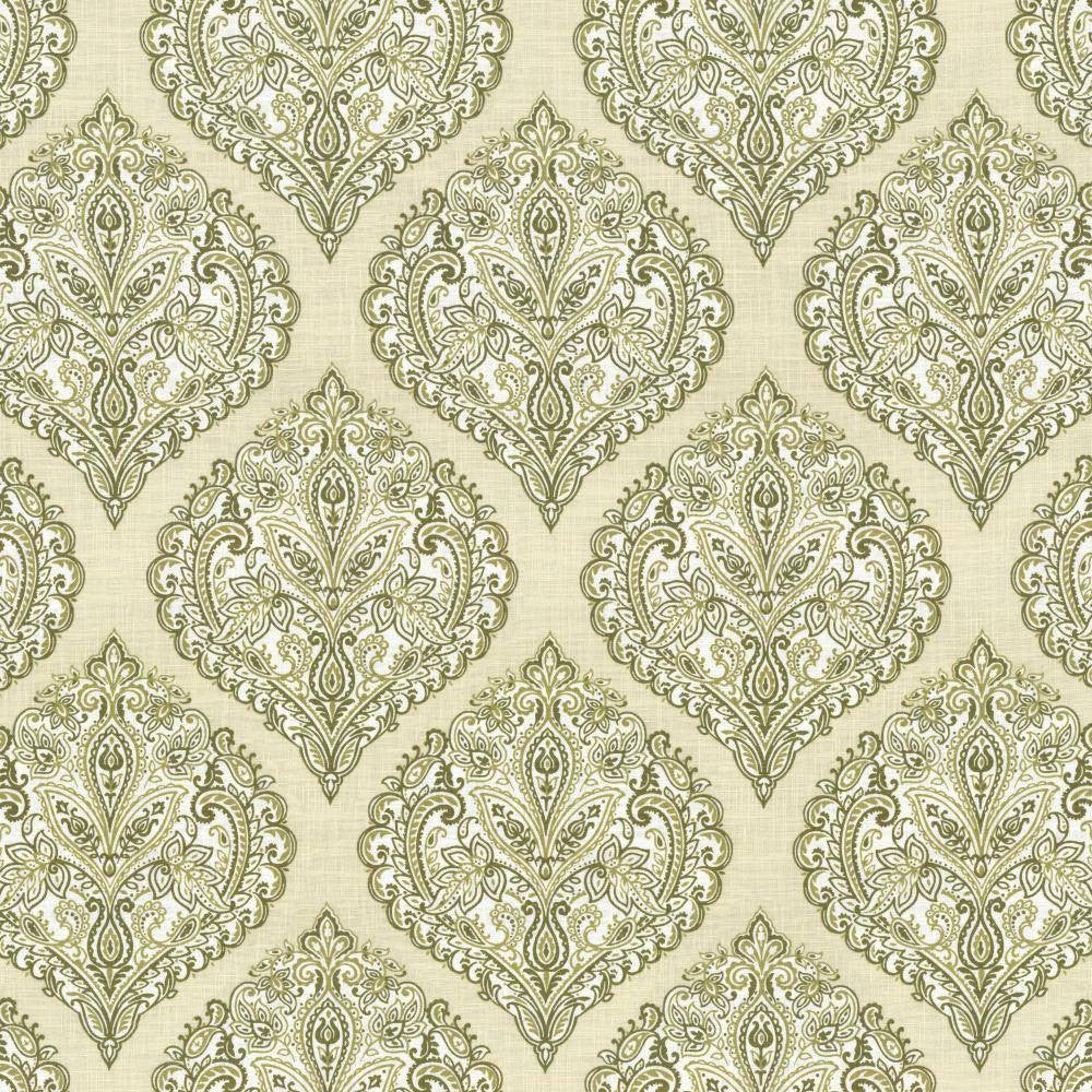 Copa Damask Moss by Kasmir Fabric 5065 55% Linen
45% Rayon
 CHINA </p><p>Repeat: Horizontal: 14 3/8 inches and Vertical: 14 5/8 inches 54 - 55 - Fabric Carolina -