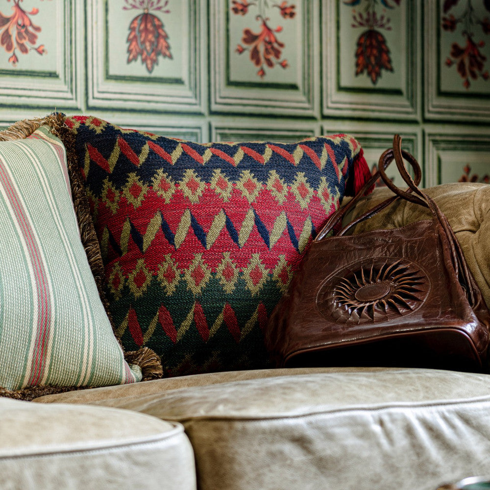 CORTINA Cushion (LC40190) by Mind The Gap | LC40190 | TYROL APRES-SKI HOME COLLECTION | 20 x 20 in | Blue, Green, Red, Yellow | Fabric Carolina | https://www.fabriccarolina.com/