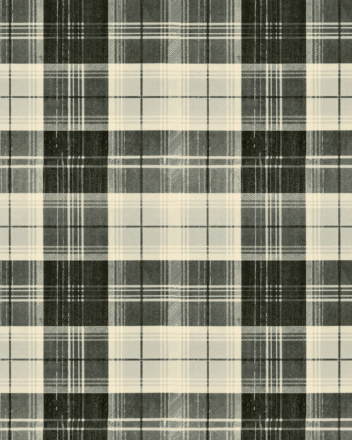COUNTRYSIDE PLAID Charcoal Wallpaper (WP30011) by Mind The Gap | WP30011 | TRANSYLVANIAN ROOTS | 1 roll x 20.5 x 393.7 in | 0.52m / 20.5in | 10m / 393.7in | 5.20mp | 69cm / 27.1in | Charcoal, Grey | Satin Matte | Paste the wall | 1-roll in a box | Fabric Carolina | https://www.fabriccarolina.com/