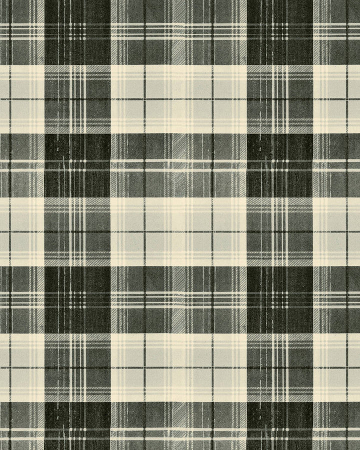 Countryside Plaid Charcoal Wallpaper by Mind the Gap Designer Wallpaper TRANSYLVANIAN ROOTS Satin Matte Made in Europe Paste the wall 1 roll x 20.5 x 10.9 yards - Swanky Fabrics -