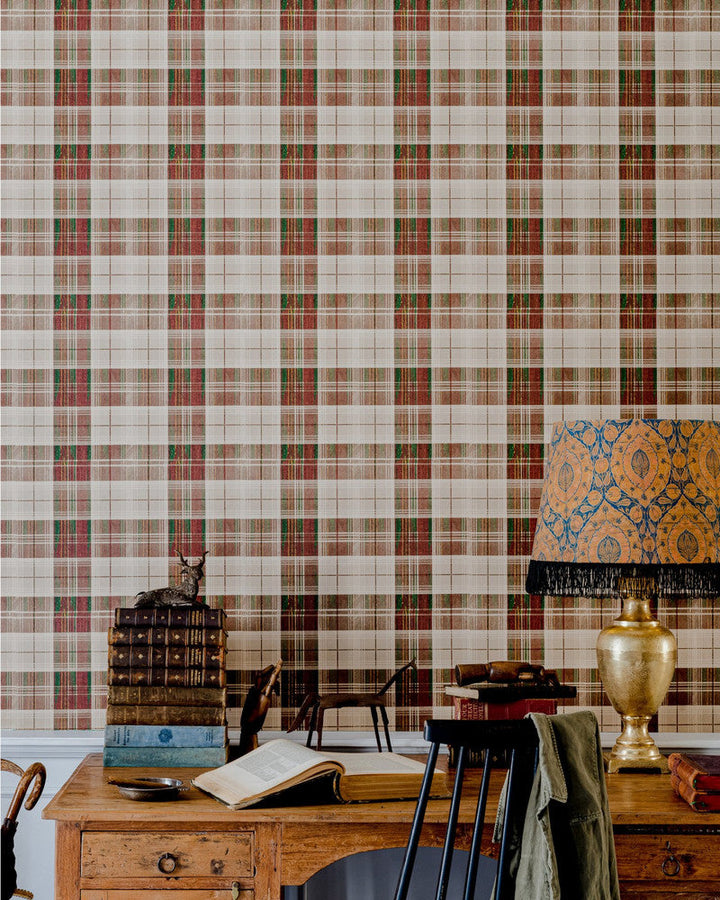 Countryside Plaid Leather Wallpaper by Mind the Gap Designer Wallpaper TRANSYLVANIAN ROOTS Satin Matte Made in Europe Paste the wall 1 roll x 20.5 x 10.9 yards - Swanky Fabrics -