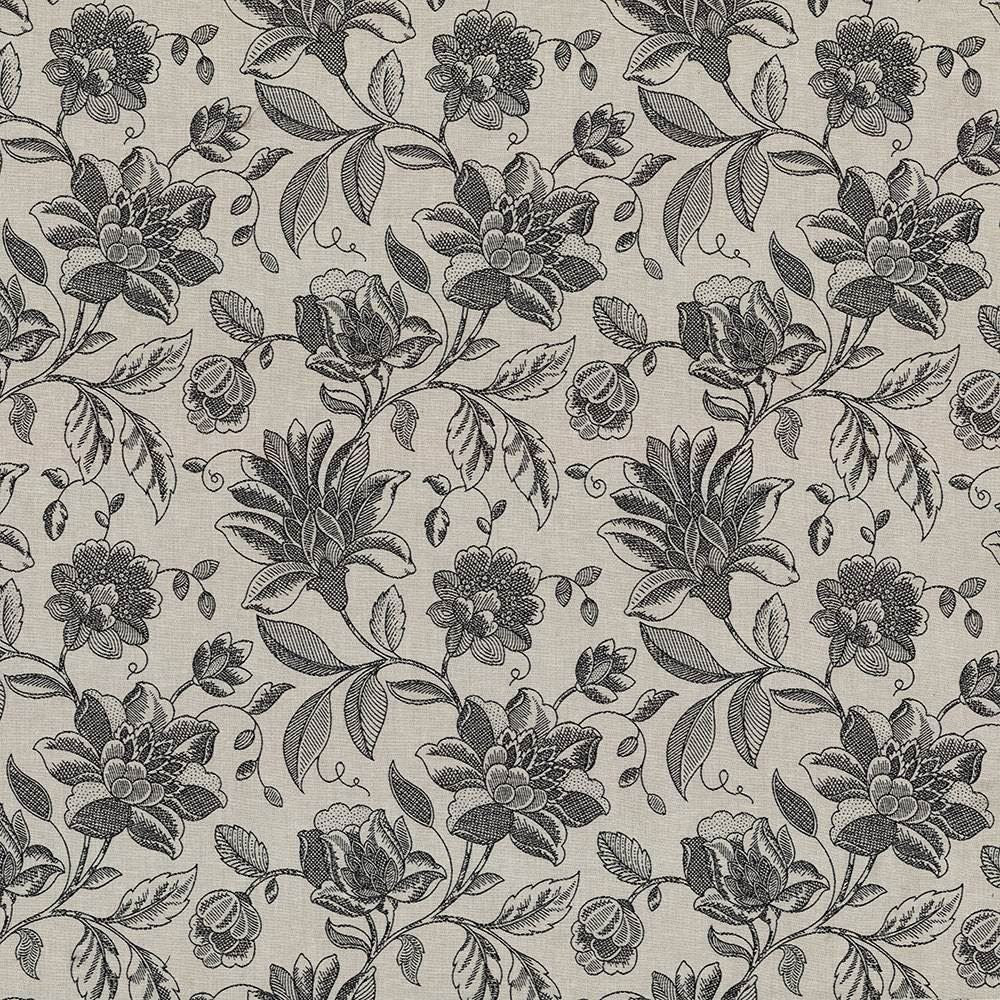 Coventry Floral Black by Kasmir Fabric 5068 82% Polyester
18% Cotton
 INDIA 13,000 Martindale Cycles Horizontal: 13 4/8 inches and Vertical: 19 4/8 inches 54 - Fabric Carolina -