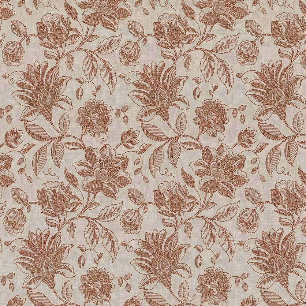 Coventry Floral Paprika by Kasmir Fabric 5070 82% Polyester 18% Cotton INDIA 13,000 Martindale Cycles H: 13 4/8 inches, V:19 4/8 inches 54 - 56 - Fabric Carolina - Kasmir