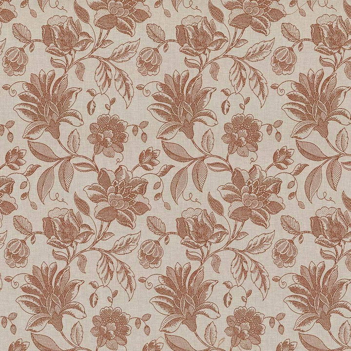Coventry Floral Paprika by Kasmir Fabric 5070 82% Polyester 18% Cotton INDIA 13,000 Martindale Cycles H: 13 4/8 inches, V:19 4/8 inches 54 - 56 - Fabric Carolina - Kasmir