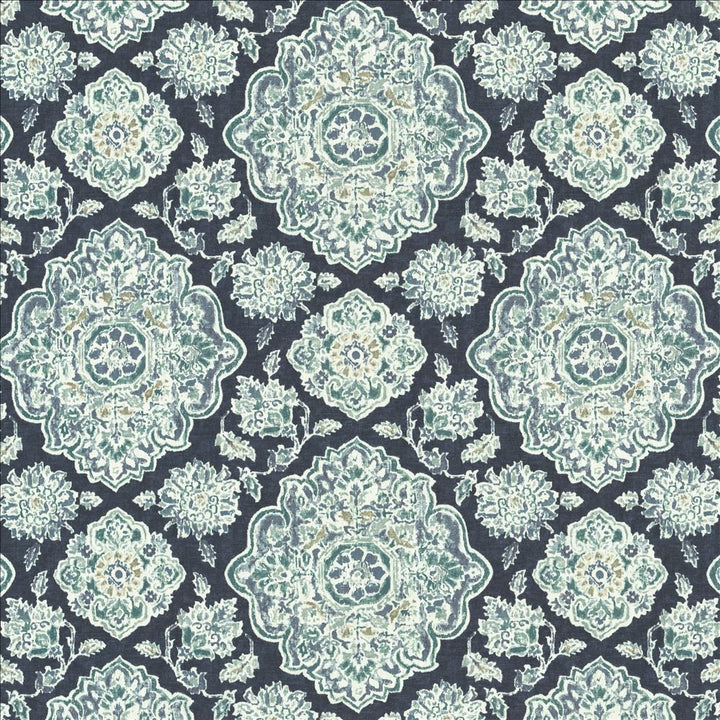 Cowan Court Indigo by Kasmir Fabric 1458 70% Viscose
30% Linen
 SPAIN </p><p>Repeat: Horizontal: 27 inches and Vertical: 27 inches 54 - Fabric Carolina -