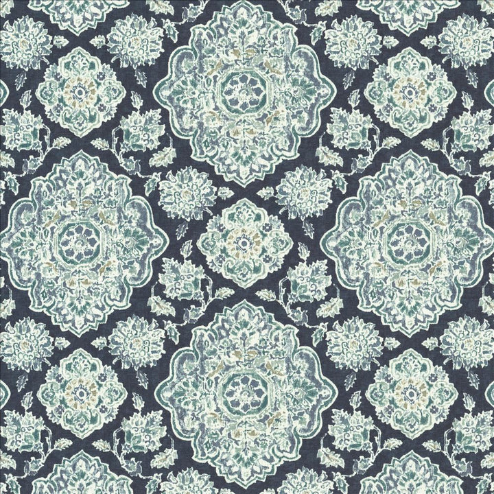 Cowan Court Indigo by Kasmir Fabric 1458 70% Viscose
30% Linen
 SPAIN 30,000 Wyzenbeek Double Rubs </p><p>Repeat: Horizontal: 27 inches and Vertical: 27 inches 54 - Fabric Carolina -
