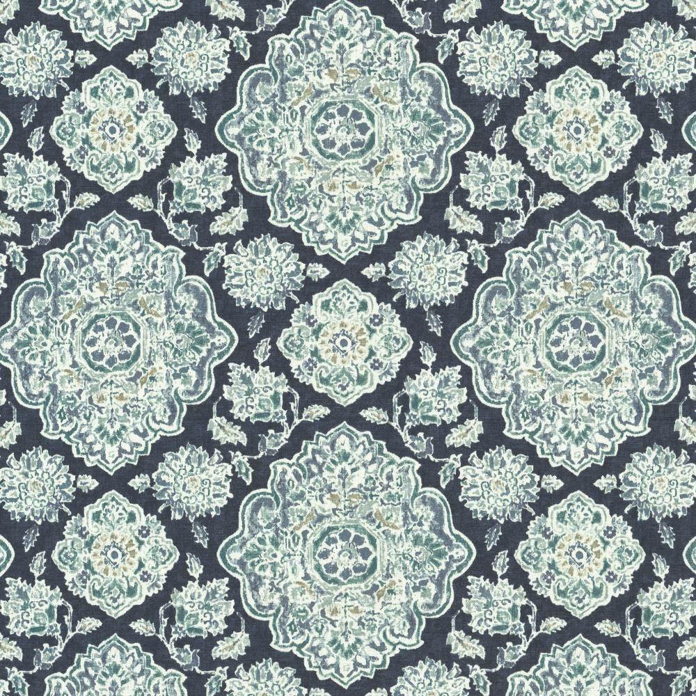 Cowan Court Indigo by Kasmir Fabric 1458 70% Viscose
30% Linen
 SPAIN </p><p>Repeat: Horizontal: 27 inches and Vertical: 27 inches 54 - Fabric Carolina -