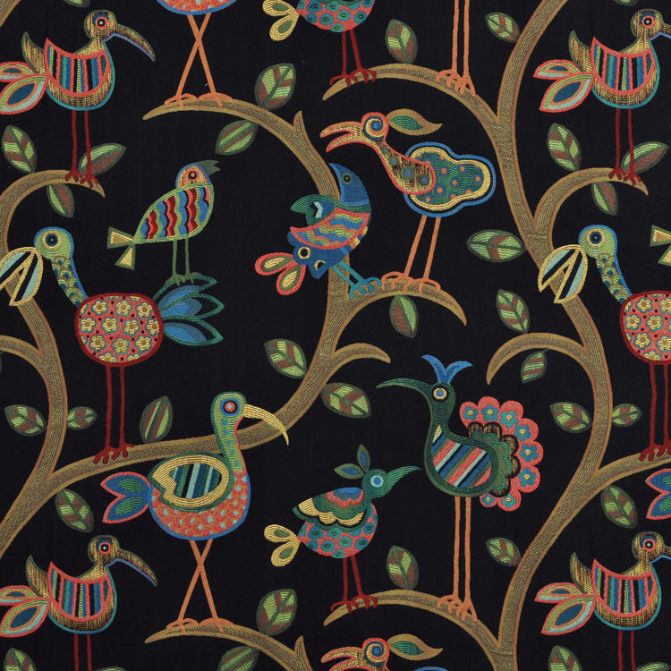 Swavelle Millcreek Crazy Ol Bird Midnight Animal Bird Fabric  59% Rayon 41% Polyester 607448 China H: 28.5" V: 27" 54