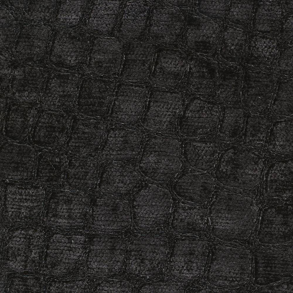 Croc Black by Kasmir Fabric 1422 100% Polyester CHINA 60,000 Wyzenbeek Double Rubs H: 6 6/8 inches, V:13 6/8 inches 54 - Fabric Carolina - Kasmir