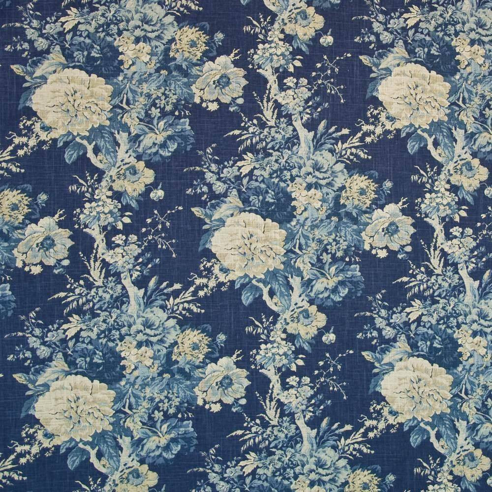 Crowley Indigo by Kasmir Fabric 1402 55% Linen 45% Rayon TURKEY 30,000 Wyzenbeek Double Rubs H: 27 inches, V:25 2/8 inches 54 - Fabric Carolina - Kasmir