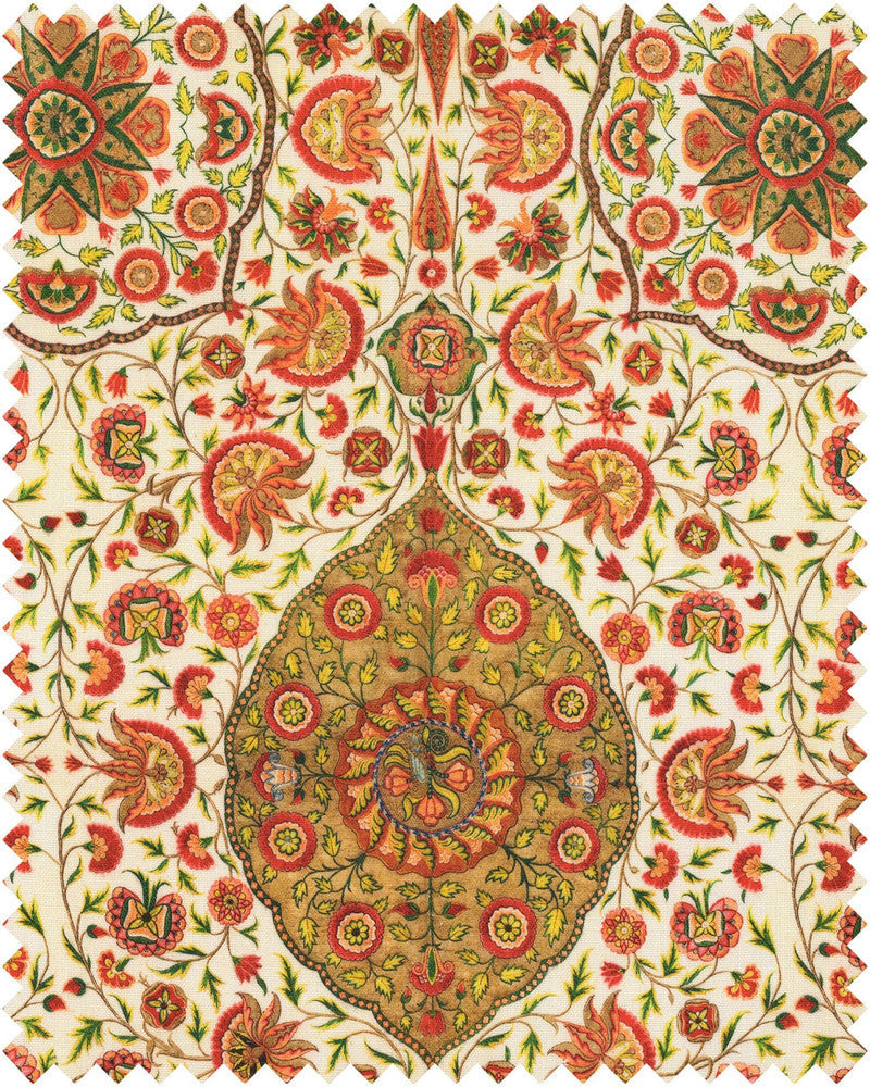 Mind The Gap Fabric CSARDAS Linen (FB00043) | FB00043 | TRANSYLVANIAN ROOTS | Green, Red, Taupe, White | Fabric Carolina | https://www.fabriccarolina.com/