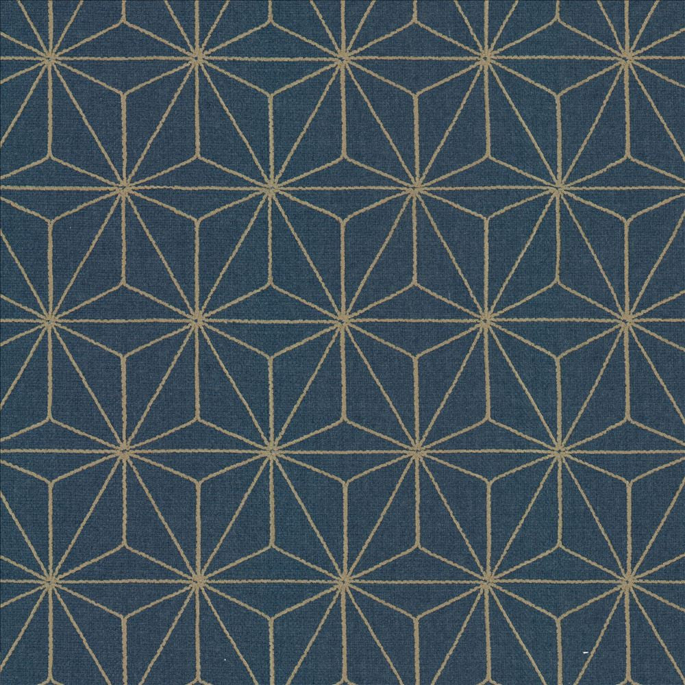 Cubes Navy by Kasmir Fabric 5156 100% Polyester INDIA Not Tested Horizontal: 3 4/8 inches and Vertical: 6 2/8 inches 54 - Fabric Carolina -