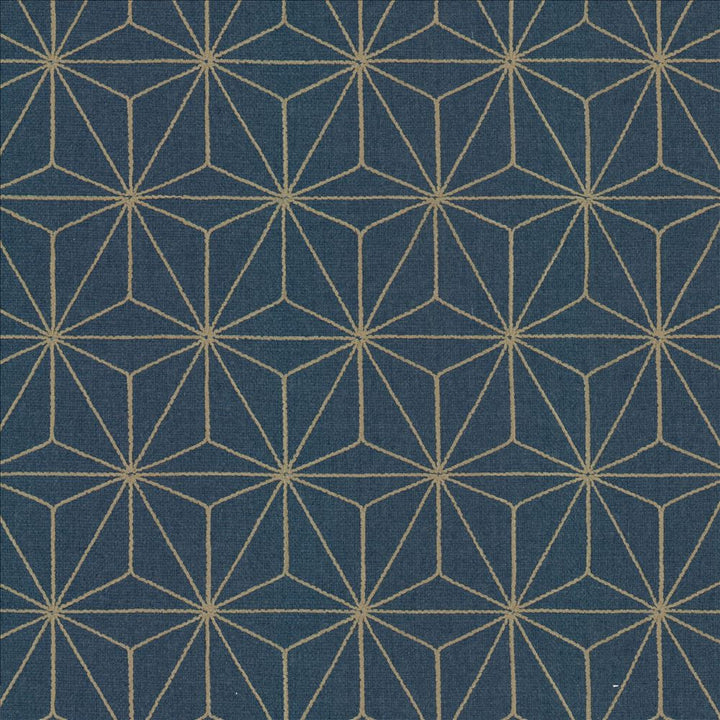 Cubes Navy by Kasmir Fabric 5156 100% Polyester INDIA Not Tested Horizontal: 3 4/8 inches and Vertical: 6 2/8 inches 54 - Fabric Carolina -