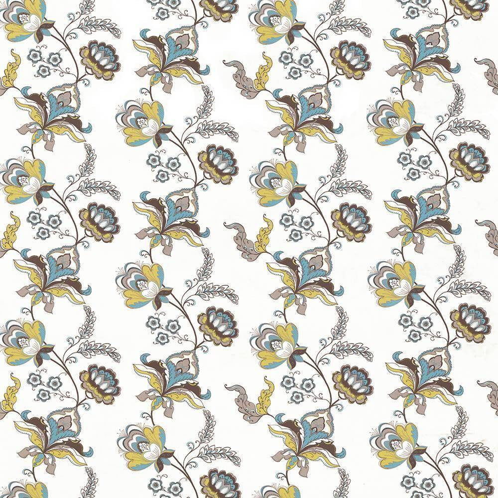 Cutting Garden Aqua by Kasmir Fabric 1427 100% Cotton TURKEY Not Tested H: 27 2/8 inches, V:17 6/8 inches 55 - Fabric Carolina - Kasmir