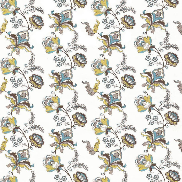 Cutting Garden Aqua by Kasmir Fabric 1427 100% Cotton TURKEY Not Tested H: 27 2/8 inches, V:17 6/8 inches 55 - Fabric Carolina - Kasmir