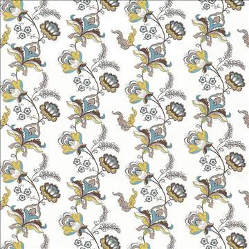 Cutting Garden Aqua by Kasmir Fabric 1427 100% Cotton TURKEY Not Tested H: 27 2/8 inches, V: 17 6/8 inches 55 - Fabric Carolina - Kasmir