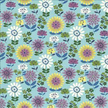 Daisy Daze Aqua by Kasmir Fabric 5082 100% Cotton TURKMENISTAN 12,000 Wyzenbeek Double Rubs H: 27 inches, V: 25 2/8 inches 54 - 55 - Fabric Carolina - Kasmir