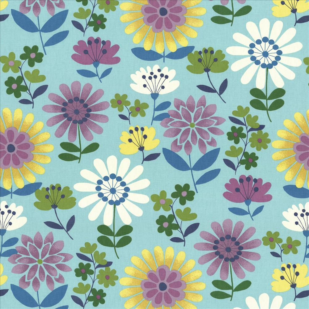 Daisy Daze Aqua by Kasmir Fabric 5082 100% Cotton
 TURKMENISTAN 12,000 Wyzenbeek Double Rubs </p><p>Repeat: Horizontal: 27 inches and Vertical: 25 2/8 inches 54 - Fabric Carolina -