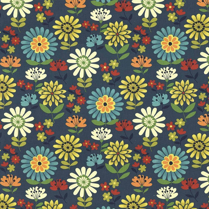 Daisy Daze Caspian by Kasmir Fabric 5081 100% Cotton TURKMENISTAN 12,000 Wyzenbeek Double Rubs H: 27 inches, V:25 2/8 inches 54 - 55 - Fabric Carolina - Kasmir