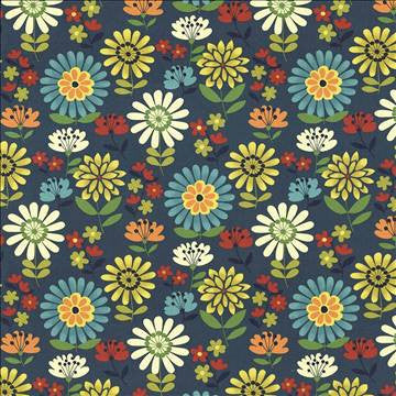 Daisy Daze Caspian by Kasmir Fabric 5081 100% Cotton TURKMENISTAN 12,000 Wyzenbeek Double Rubs H: 27 inches, V: 25 2/8 inches 54 - 55 - Fabric Carolina - Kasmir