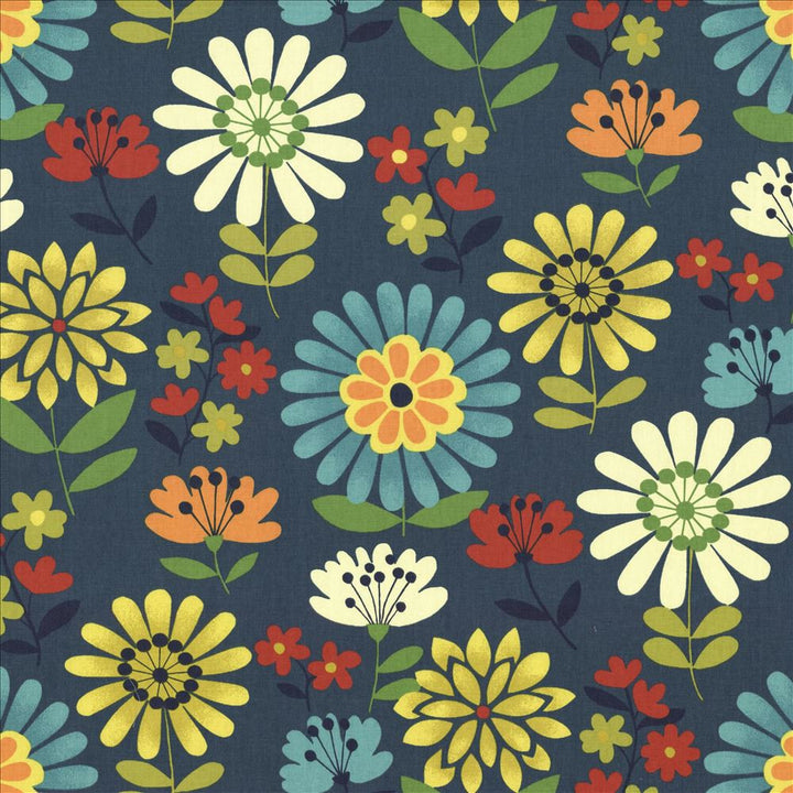 Daisy Daze Caspian by Kasmir Fabric 5081 100% Cotton
 TURKMENISTAN 12,000 Wyzenbeek Double Rubs Horizontal: 27 inches and Vertical: 25 2/8 inches 54 - Fabric Carolina -