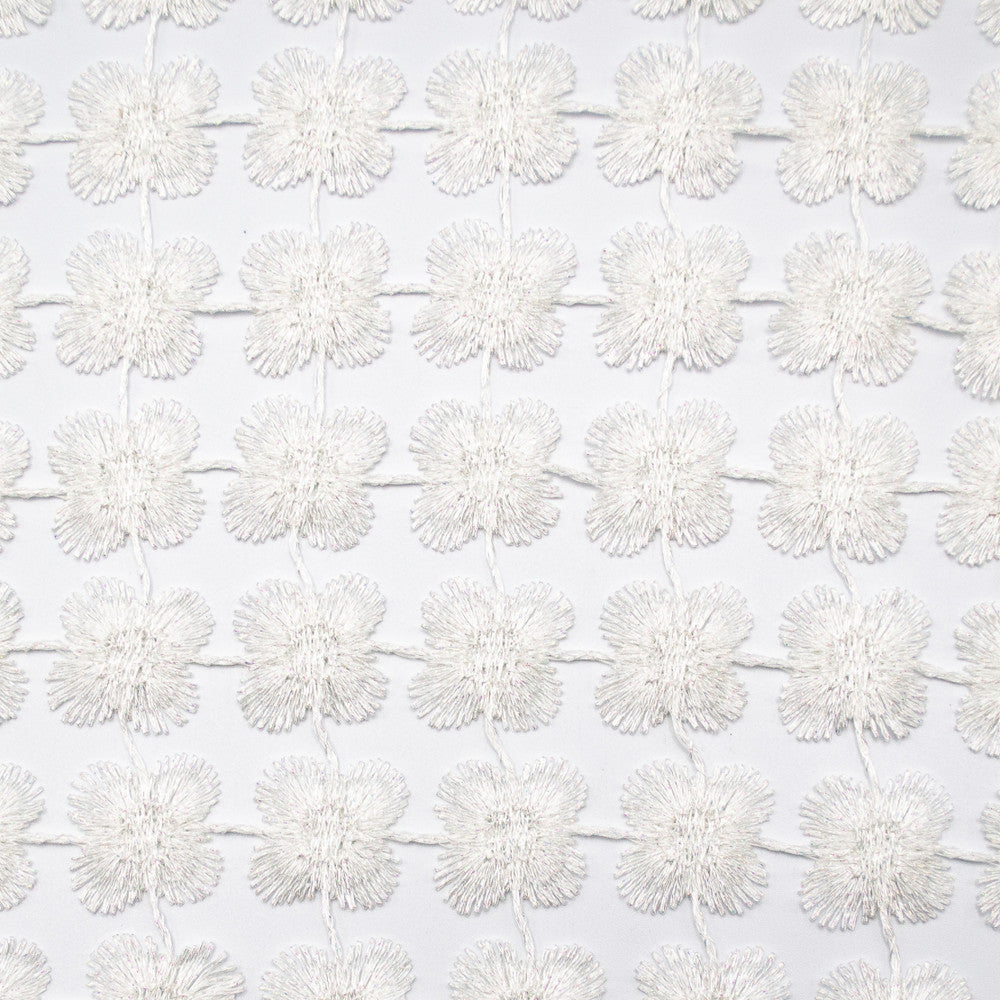 Daphne Pure White by Europatex Designer Fabric Daphne & Twinkle 100% Polyester 01.00" H, 01.00" V 110.00 inches - Swanky Fabrics -