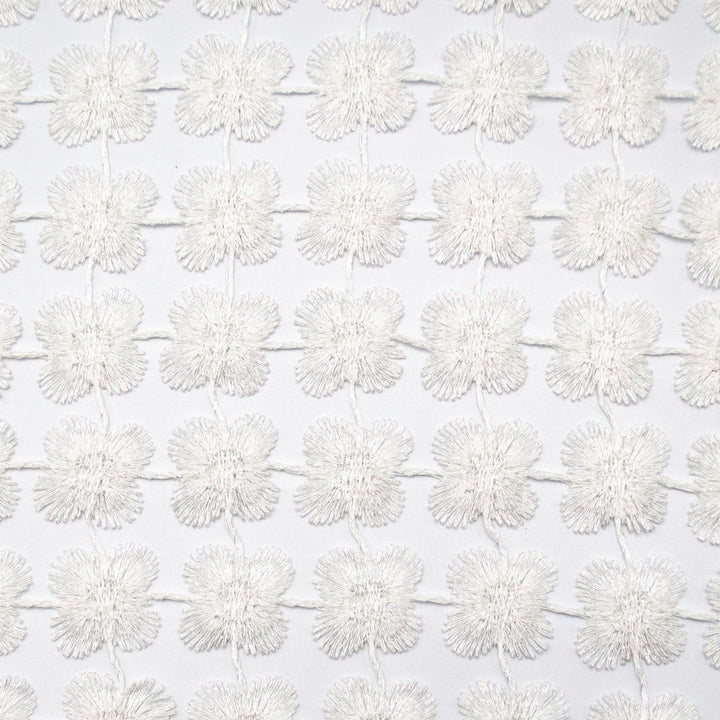 Daphne Pure White by Europatex Designer Fabric Daphne & Twinkle 100% Polyester 01.00" H, 01.00" V 110.00 inches - Swanky Fabrics -