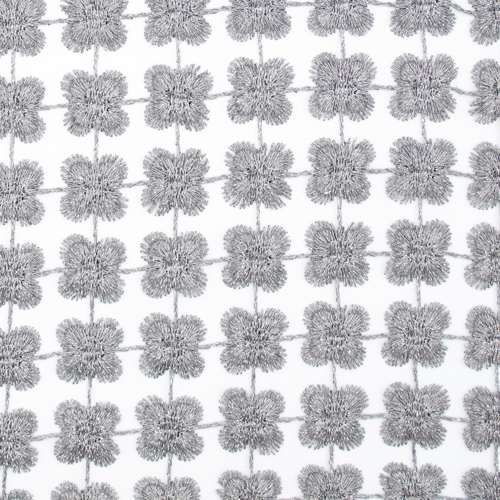 Daphne Silver by Europatex Fabric Daphne & Twinkle 100% Polyester 01.00" H, 01.00" V 110.00 inches - Fabric Carolina -