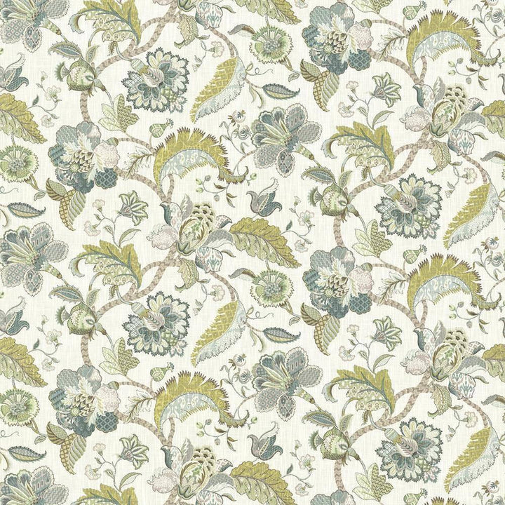 Darby Hill Peacock by Kasmir Fabric 5082 100% Cotton USA 15,000 Wyzenbeek Double Rubs H: 54 inches, V:27 inches 54 - Fabric Carolina - Kasmir
