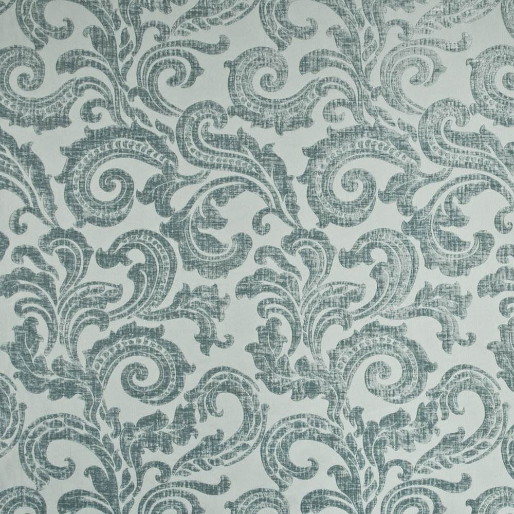 Davenport Scroll Azure by Kasmir Fabric 1398 100% Polyester
 CHINA Not Tested </p><p>Repeat: Horizontal: 14 1/8 inches and Vertical: 25 2/8 inches 55 - Fabric Carolina -
