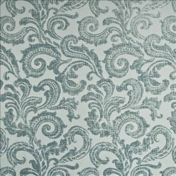 Davenport Scroll Azure by Kasmir Fabric 1398 100% Polyester CHINA Not Tested H: 14 1/8 inches, V: 25 2/8 inches 55 - 56 - Fabric Carolina - Kasmir