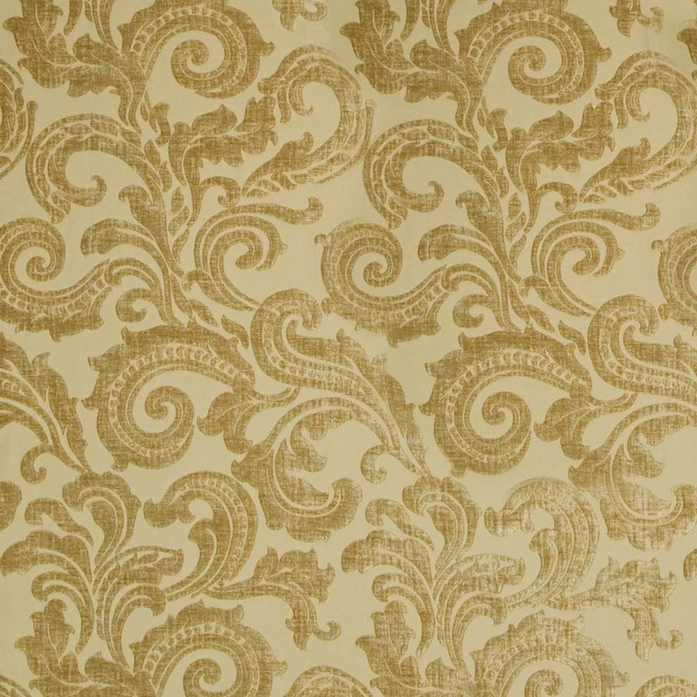 Davenport Scroll Butter by Kasmir Fabric 1397 100% Polyester CHINA Not Tested Horizontal: 14 1/8 inches and Vertical: 25 2/8 inches 55 - 56 - Fabric Carolina -