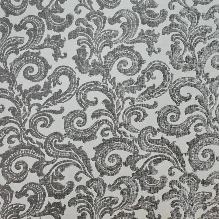 Davenport Scroll Platinum by Kasmir Fabric 1396 100% Polyester CHINA Not Tested H: 14 1/8 inches, V:25 2/8 inches 55 - 56 - Fabric Carolina - Kasmir