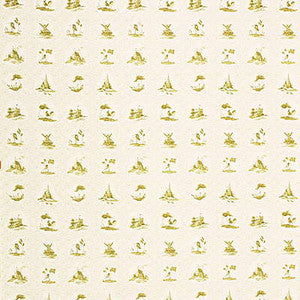 DELFTWARE TOILE.OLIVE Delftware Toile Olive by Fired Earth Fabric