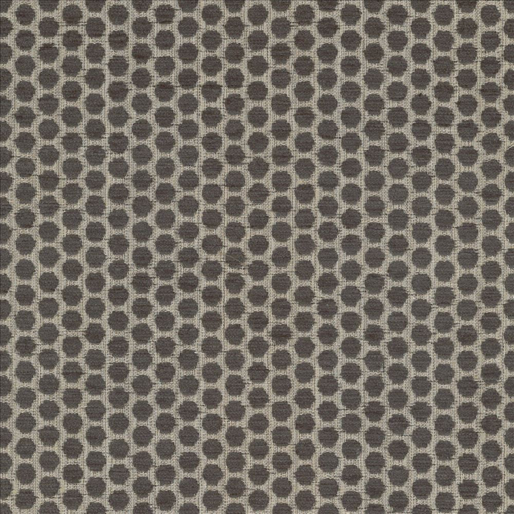 Delightful Dots Charcoal by Kasmir Fabric 1438 42% Acrylic 33% Polyester 25% Cotton TURKEY 31,000 Martindale Cycles Horizontal: 1 inches and Vertical: 5/8 inches 54 - Fabric Carolina -