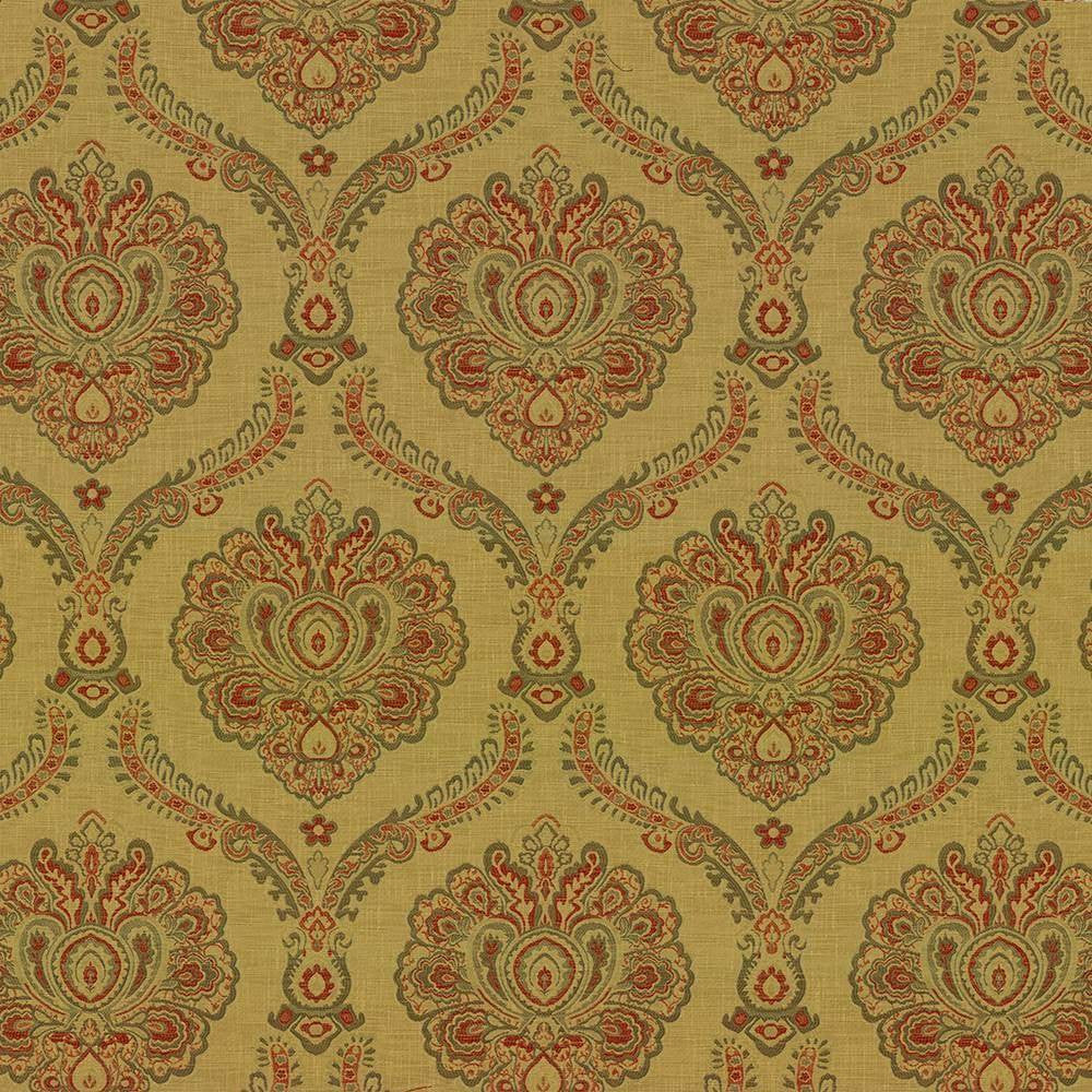 Deloche Golden by Kasmir Fabric 8003 75% Polyester 25% Viscose CHINA 30,000 Wyzenbeek Double Rubs H: 14 4/8 inches, V:22 4/8 inches 54 - 56 - Fabric Carolina - Kasmir