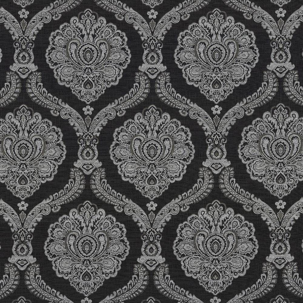 Deloche Onyx by Kasmir Fabric 8003 75% Polyester 25% Viscose CHINA 30,000 Wyzenbeek Double Rubs H: 14 4/8 inches, V:22 4/8 inches 54 - 56 - Fabric Carolina - Kasmir