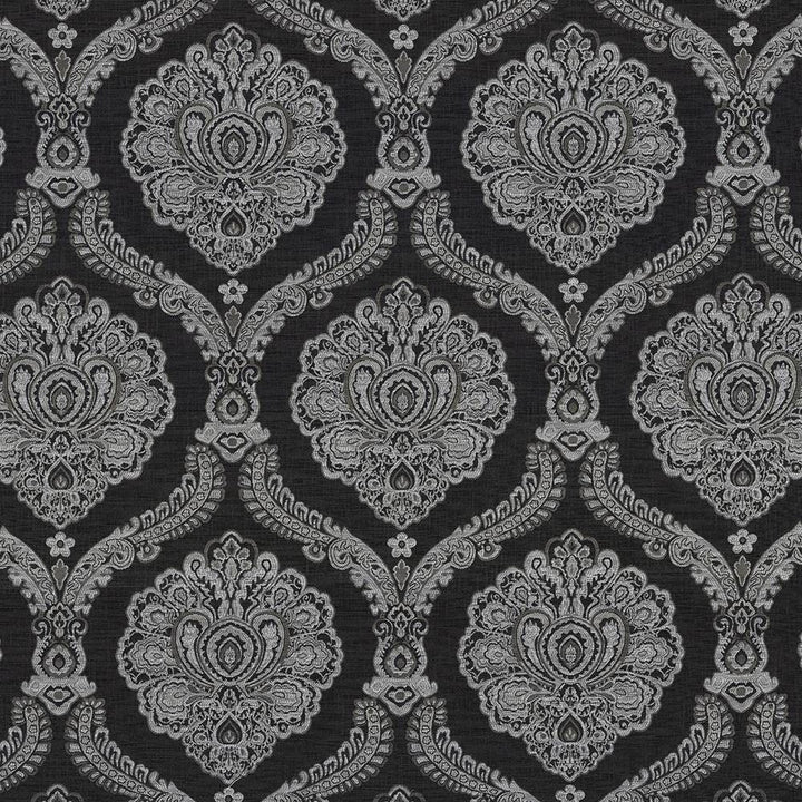 Deloche Onyx by Kasmir Fabric 8003 75% Polyester 25% Viscose CHINA 30,000 Wyzenbeek Double Rubs H: 14 4/8 inches, V:22 4/8 inches 54 - 56 - Fabric Carolina - Kasmir