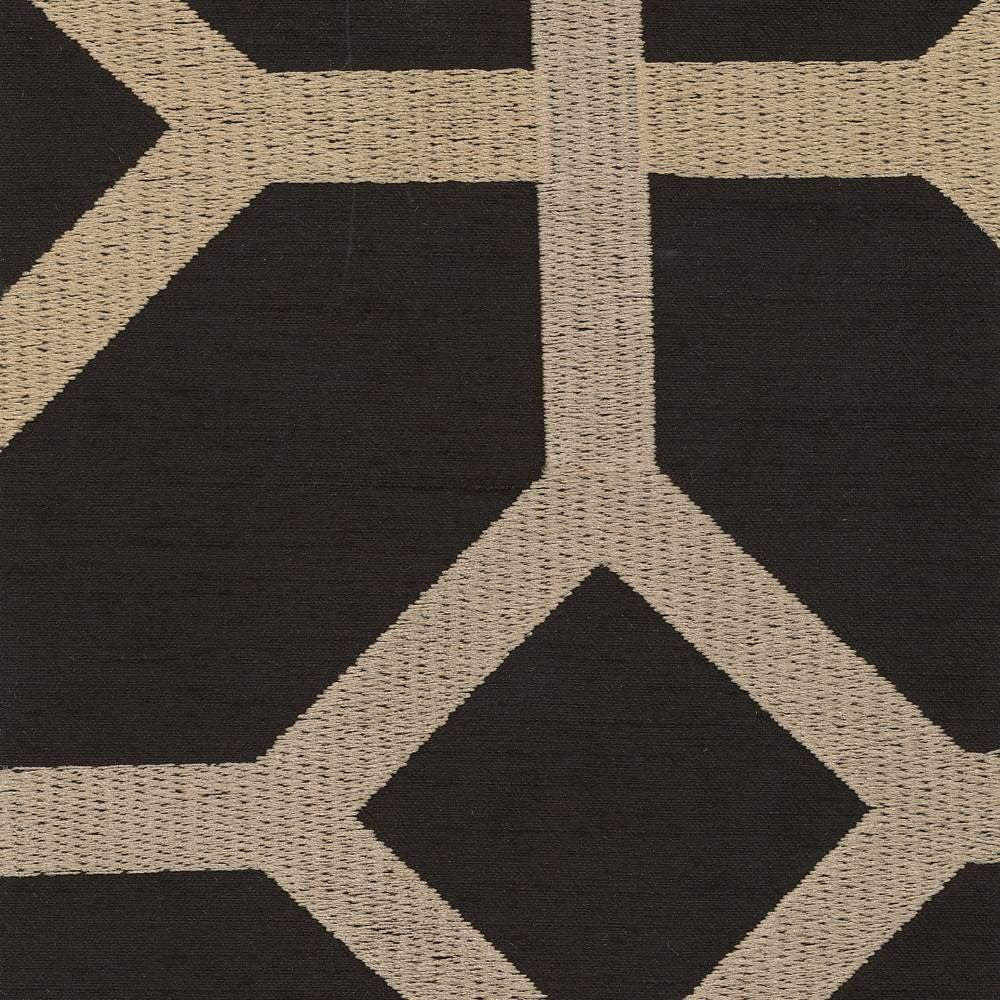 Delphi Trellis Black  by Kasmir Fabric See sample 93% Rayon
7% Polyester
 INDIA Not Tested </p><p>Repeat: Horizontal: 5 2/8 inches and Vertical: 4 6/8 inches 51  - Fabric Carolina -