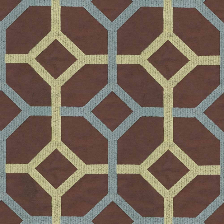 Delphi Trellis Cocoa by Kasmir Fabric 1401 93% Rayon 7% Polyester INDIA Not Tested H: 5 2/8 inches, V:4 6/8 inches 51 - 55 - Fabric Carolina - Kasmir
