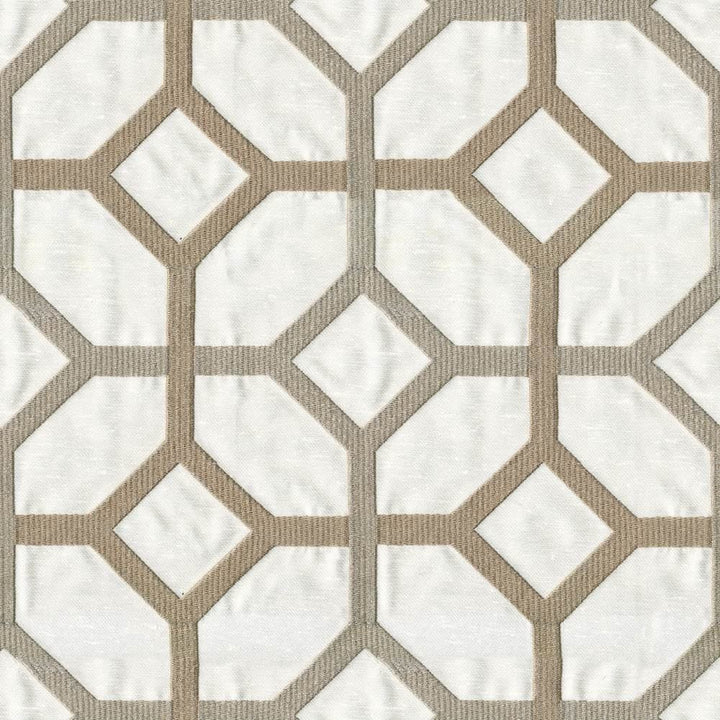 Delphi Trellis Snowdrift by Kasmir Fabric 1399 93% Rayon
7% Polyester
 INDIA Not Tested </p><p>Repeat: Horizontal: 5 2/8 inches and Vertical: 4 6/8 inches 51 - Fabric Carolina -
