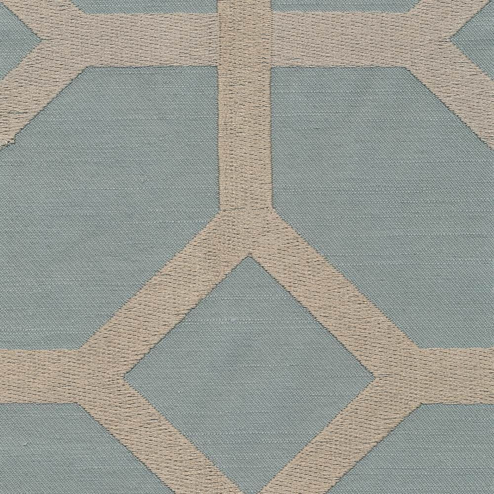 Delphi Trellis Spa Blue  by Kasmir Fabric See sample 93% Rayon
7% Polyester
 INDIA Not Tested </p><p>Repeat: Horizontal: 5 2/8 inches and Vertical: 4 6/8 inches 51  - Fabric Carolina -