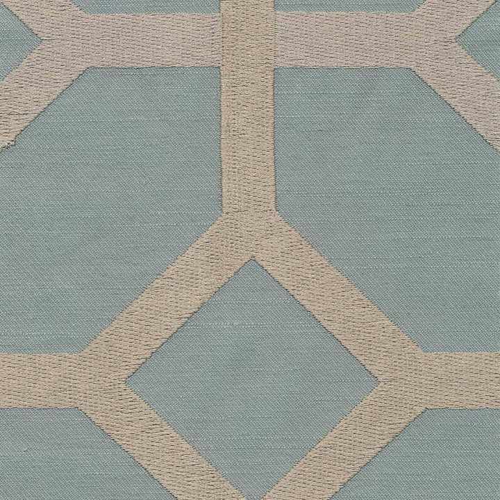 Delphi Trellis Spa Blue by Kasmir Fabric 1401 93% Rayon 7% Polyester INDIA Not Tested H: 5 2/8 inches, V:4 6/8 inches 51 - 55 - Fabric Carolina - Kasmir