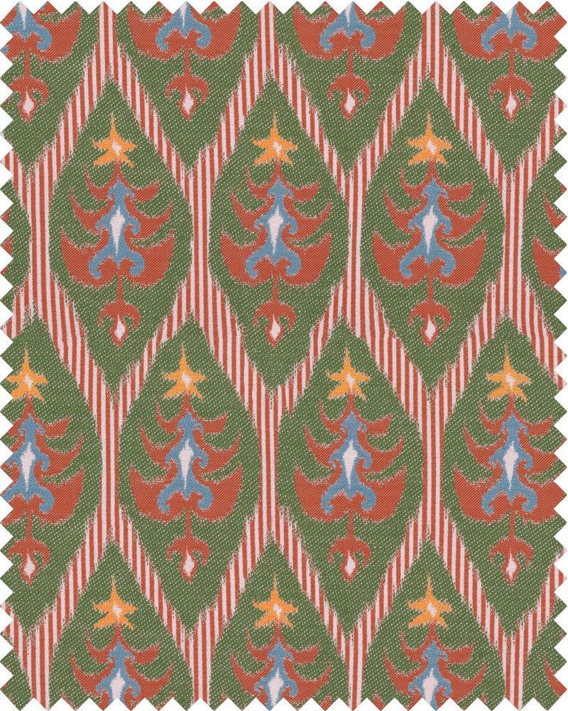 DER TANNENBAUM Woven Fabric (FB00108) by Mind The Gap | FB00108 | TYROL APRES-SKI HOME COLLECTION | Blue, Green, Red, Yellow | Fabric Carolina | https://www.fabriccarolina.com/